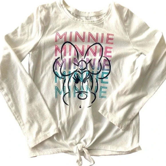 DISNEY GUC GIRLS WHITE MINNIE MOUSE TOP SHIRT LONG SLEEVE TEE TOPS TSHIRT SIZE 6 - Picture 3 of 5